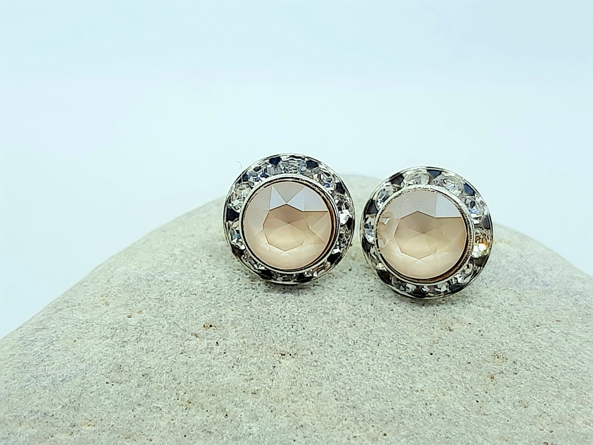 Beige Halo Stud Earring Set | Dainty Wedding Day Jewellery 