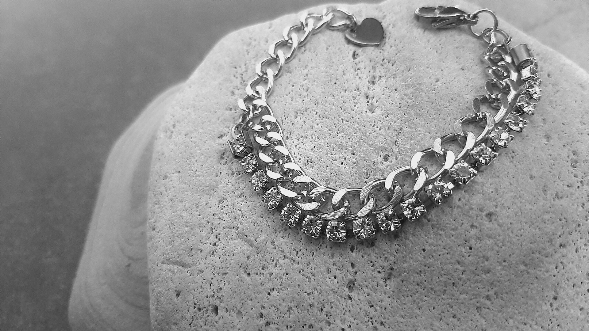 Double Row Chain Bracelet with Rhinestones | Stainless Steel Crystal Bracelet