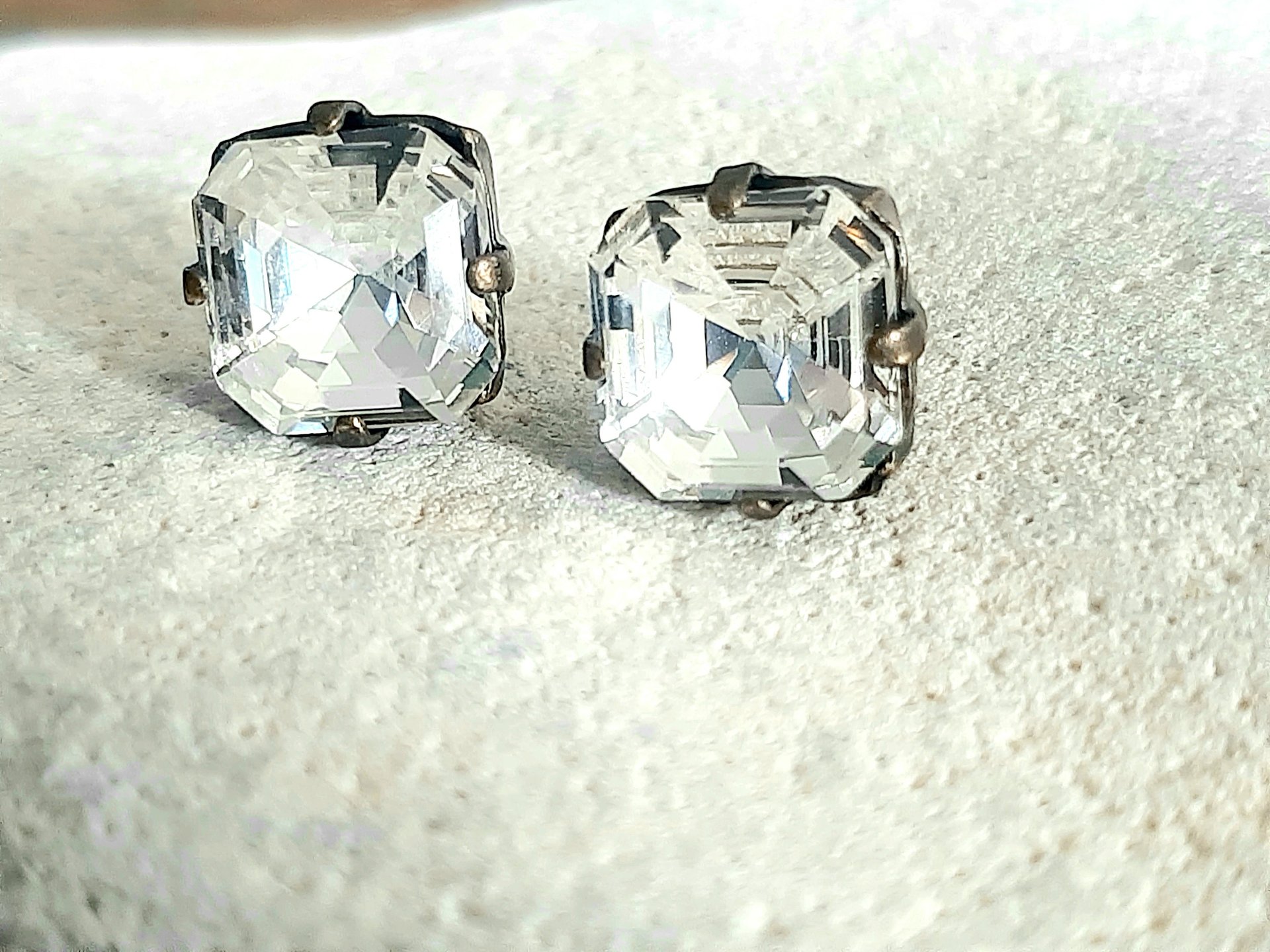 Clear Asscher Cut Crystal Earring Set in Antique Bronze | Christmas Gift