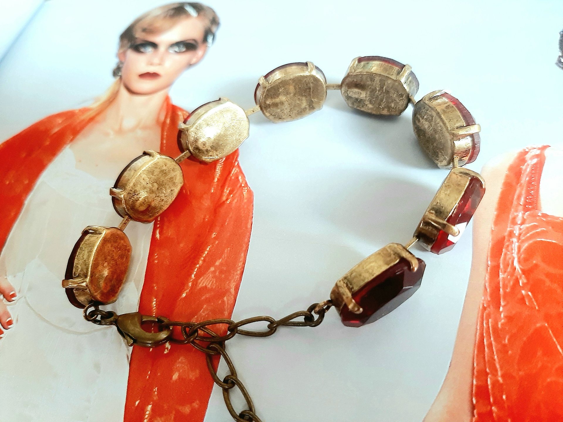 Ruby Oval Crystal Tennis Bracelet in Bronze | Christmas Gift