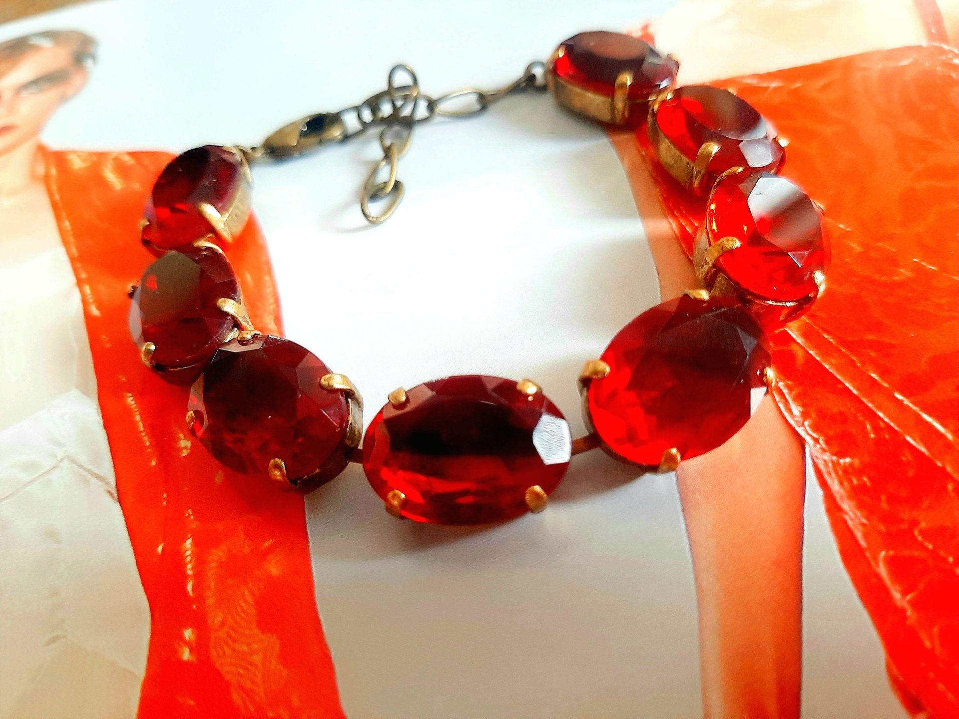Ruby Oval Crystal Tennis Bracelet in Bronze | Christmas Gift