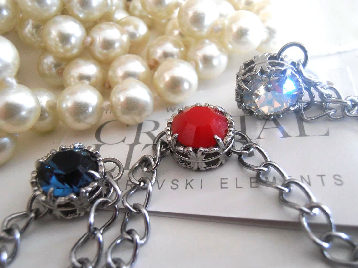 Multi-colored Crystals Art Deco Chain Necklace | Christmas Gifts