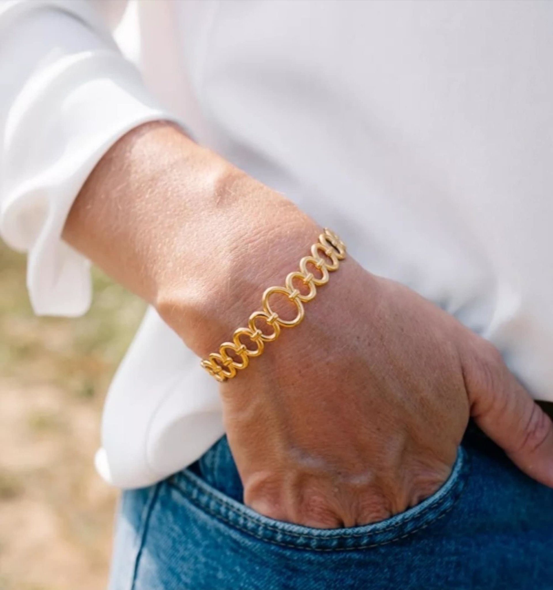 Stainless Steel Gold Geometric Cuff Bracelet