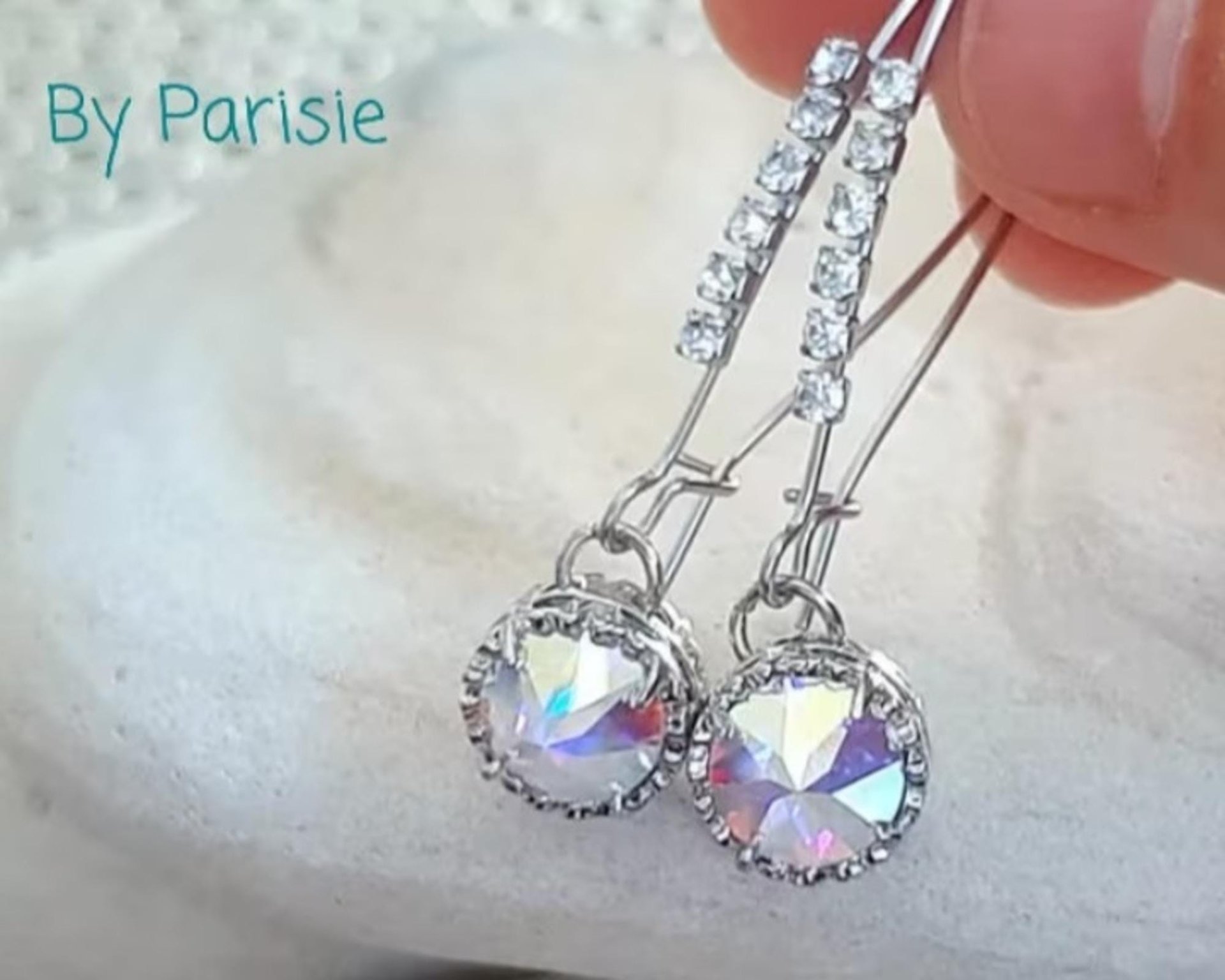 Aurora Borealis Crystal Threader Earrings | Rhinestone Earring Set 