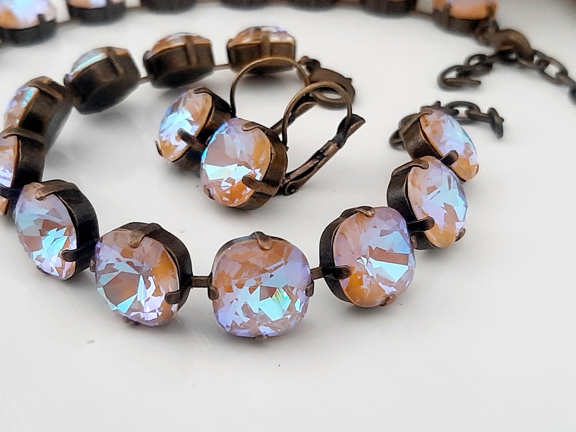 Brown Cappuccino Tennis Necklace in Antique Bronze