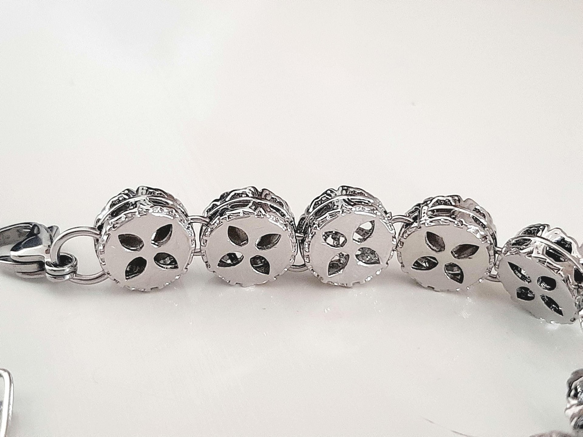Art Deco Filigree Crystal Bracelet in Platinum Plated