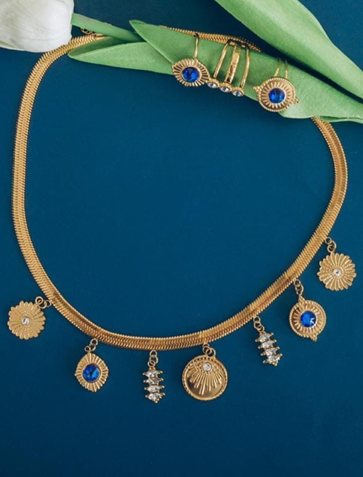 Customized Multi Charms Chain Necklace with Stainless Steel Charms Chain Necklaces | Gold Layering Jewelry for Women