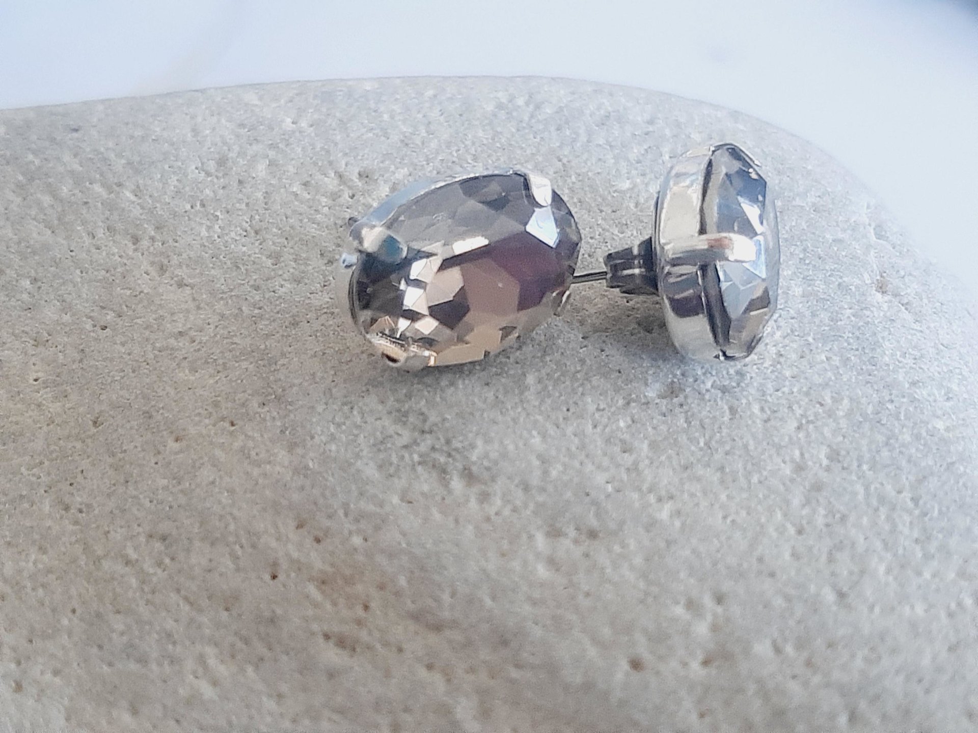 Silver Shade Oval Stud Earrings in Silver Plated | Valentine's Day Gift for Partner