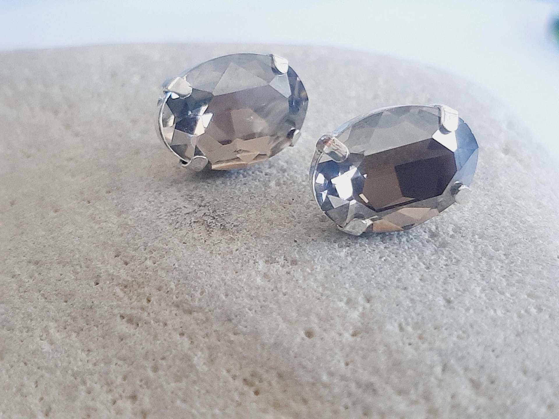 Silver Shade Oval Stud Earrings in Silver Plated | Valentine's Day Gift for Partner