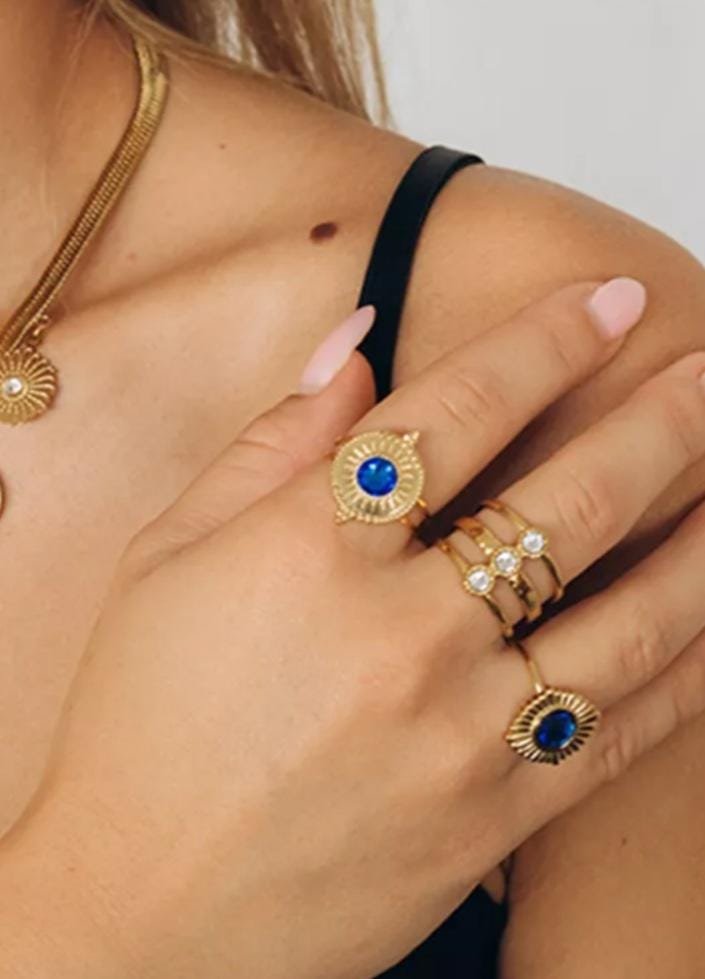 Stacking Adjustable Rings Set in Stainless Steel | Crystal Rings for Women Minimalist