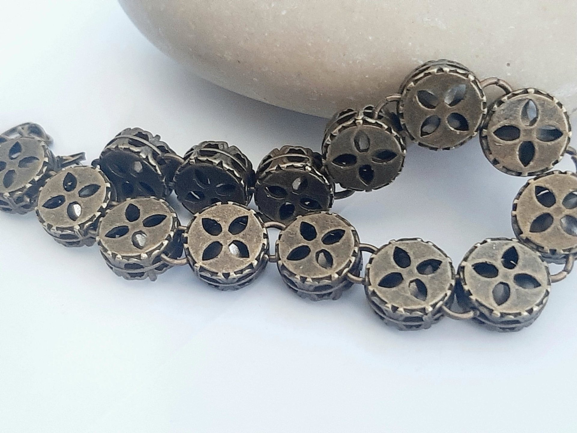 Antique Bronze Bracelet with Pacific Opal Crystals Art Deco Rhinestone Blue Bracelets, Women Unique Filigree Jewelry, Birthday Gift for Mum