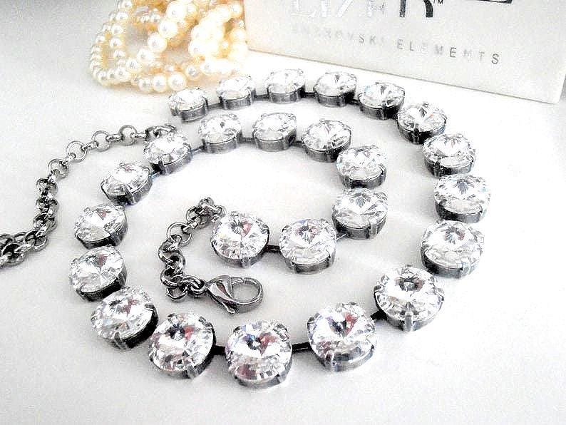Crystal Double Strand Necklace: Anna Wintour Tennis Choker, Bridal Jewelry