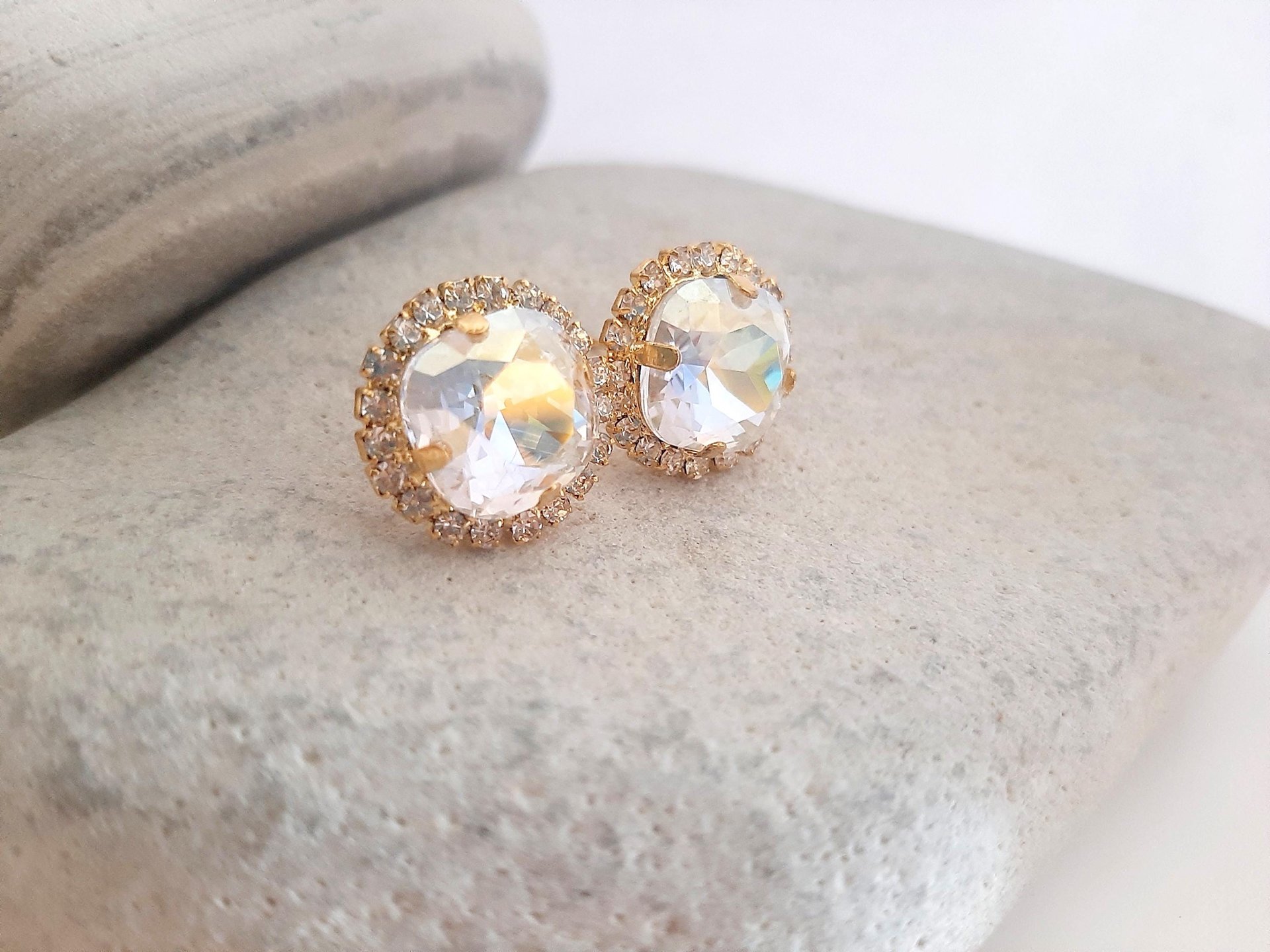Gold Bridal Stud Earrings | Wedding Jewelry for Brides