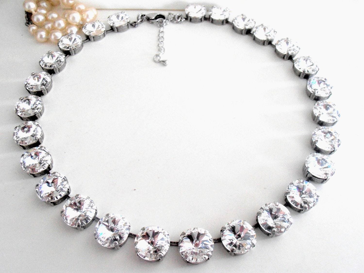 Crystal Double Strand Necklace: Anna Wintour Tennis Choker, Bridal Jewelry