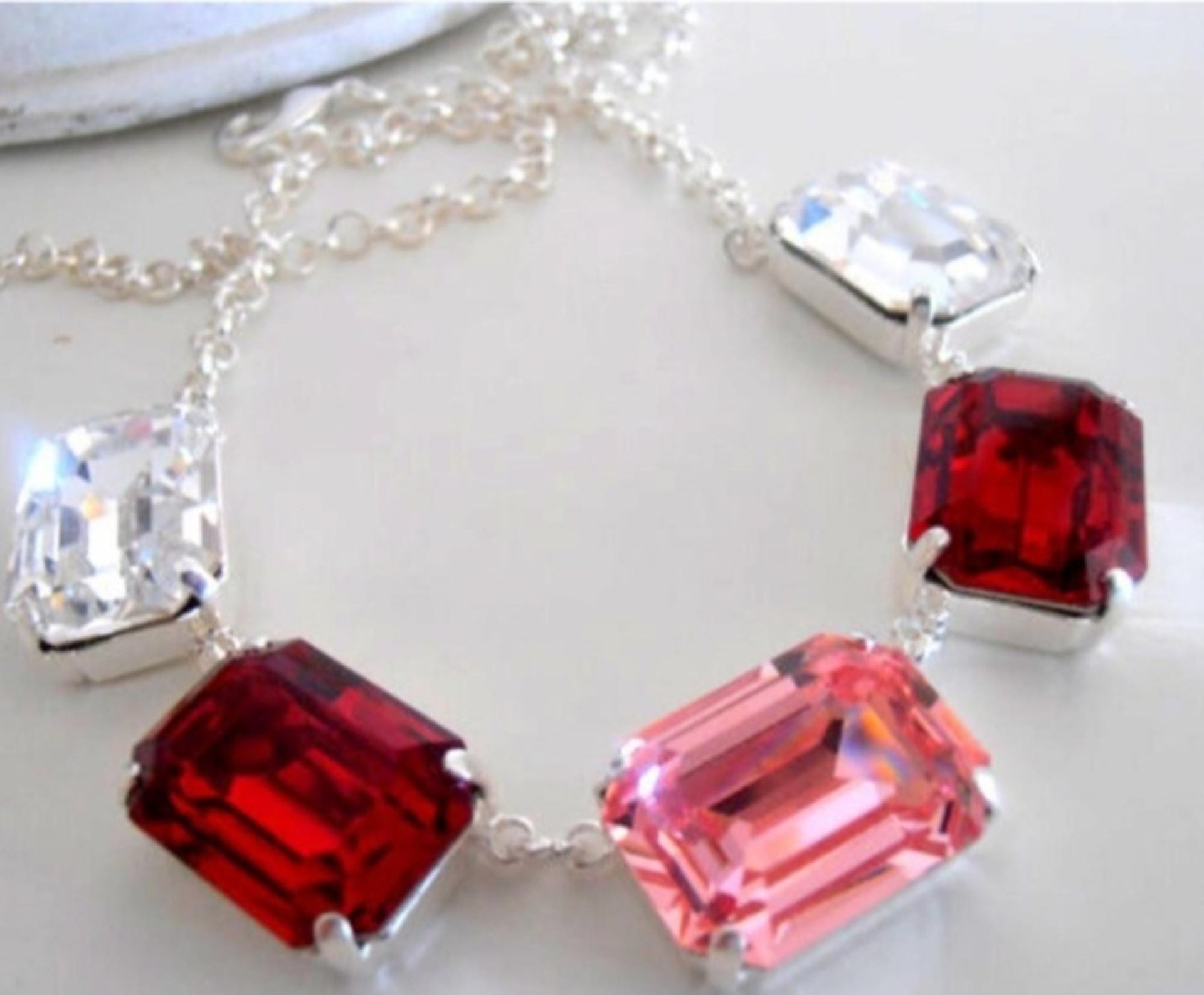 Bold Statement Necklace | Multi colored Bib Crystal Collier