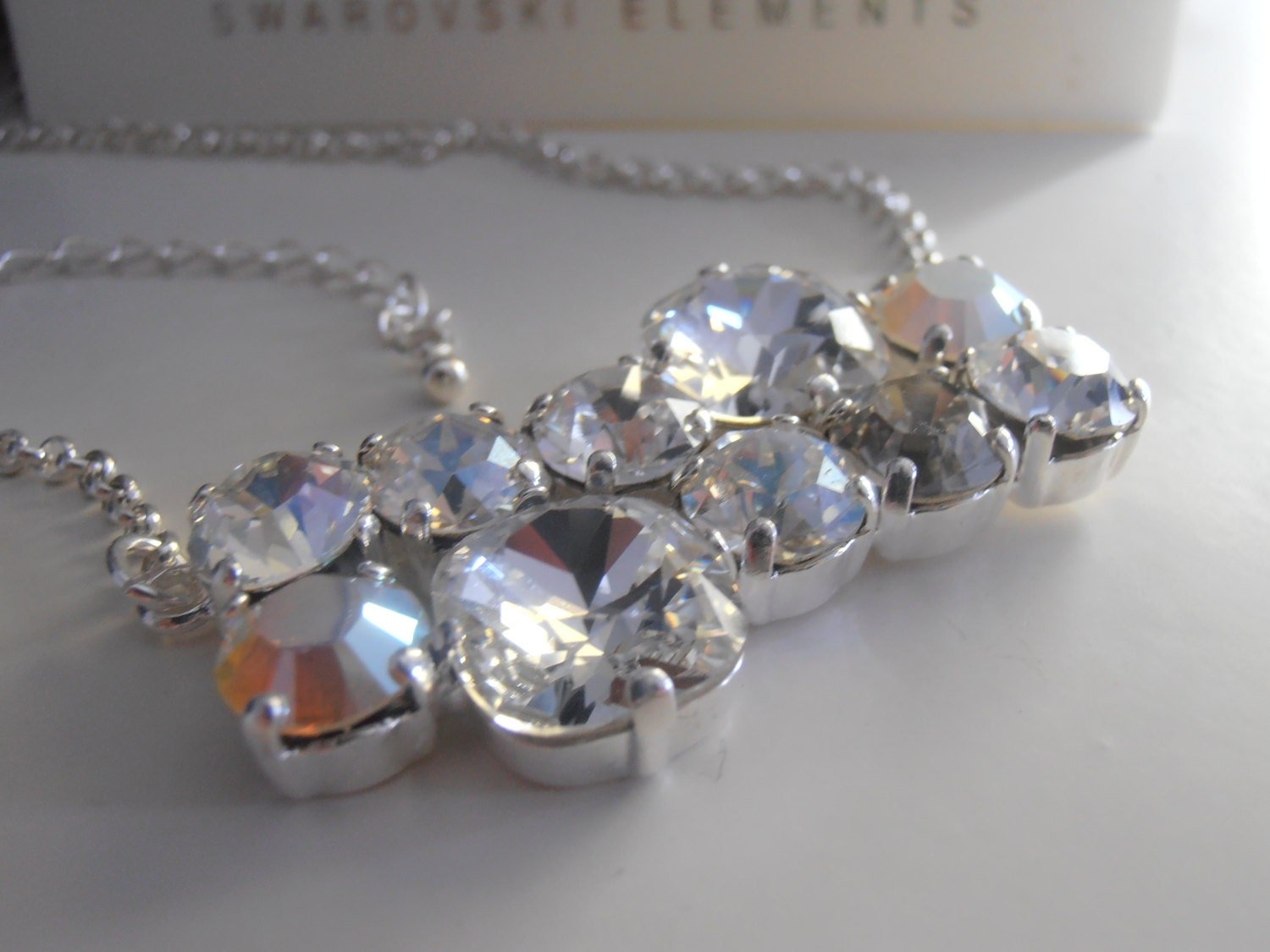 Multicolor Statement Bar Pendant, Cushion Cut Necklace 4470 12mm, Bohemian Silver Jewelry, Birthday gift for her