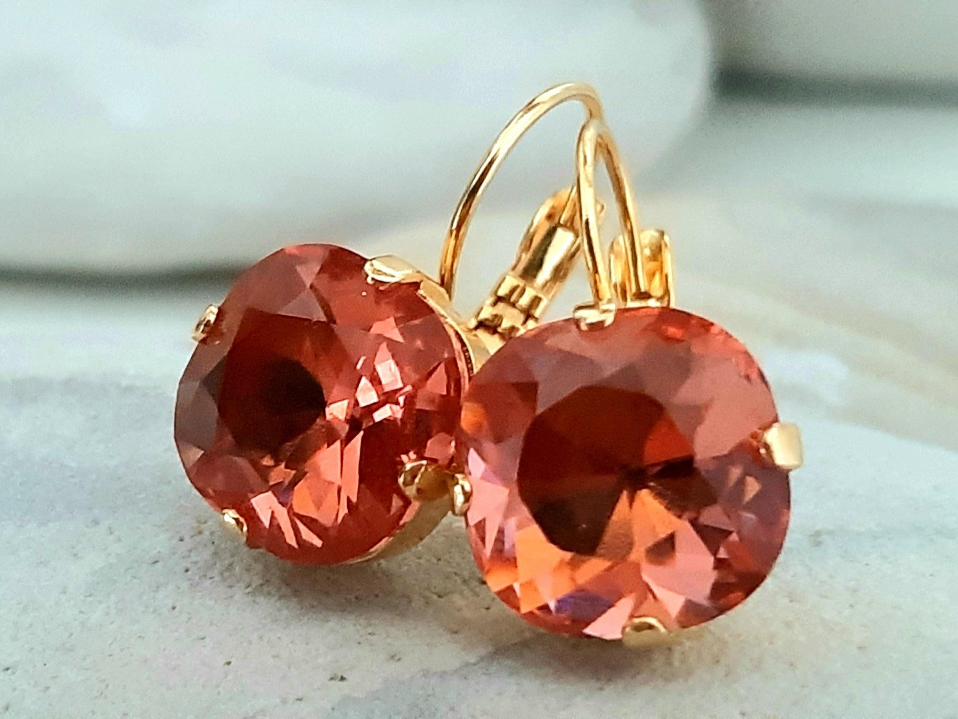Peach Rose Cushion Earrings | Gold Jewelry for Everyday Wear