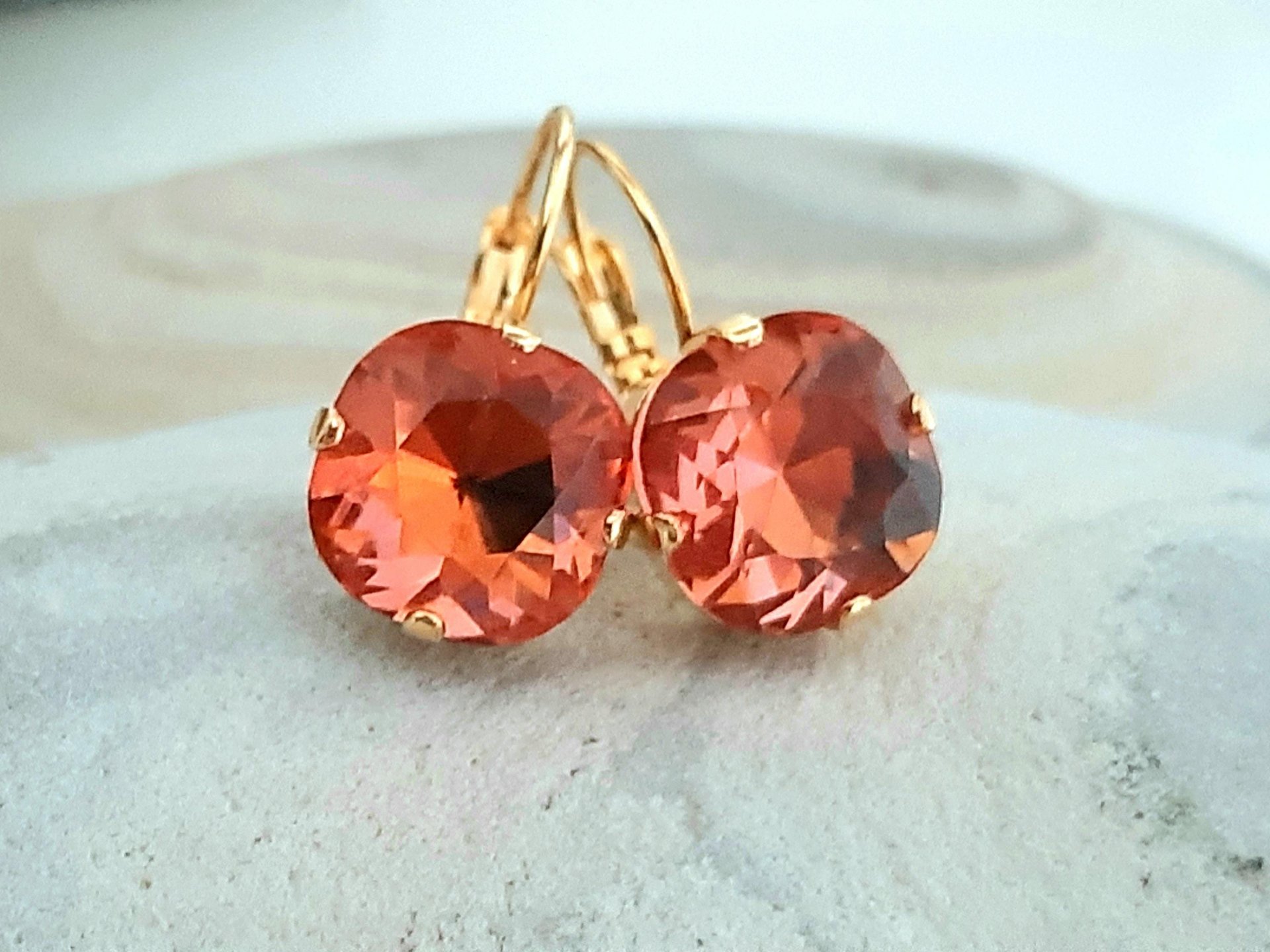 Peach Rose Cushion Earrings | Gold Jewelry for Everyday Wear
