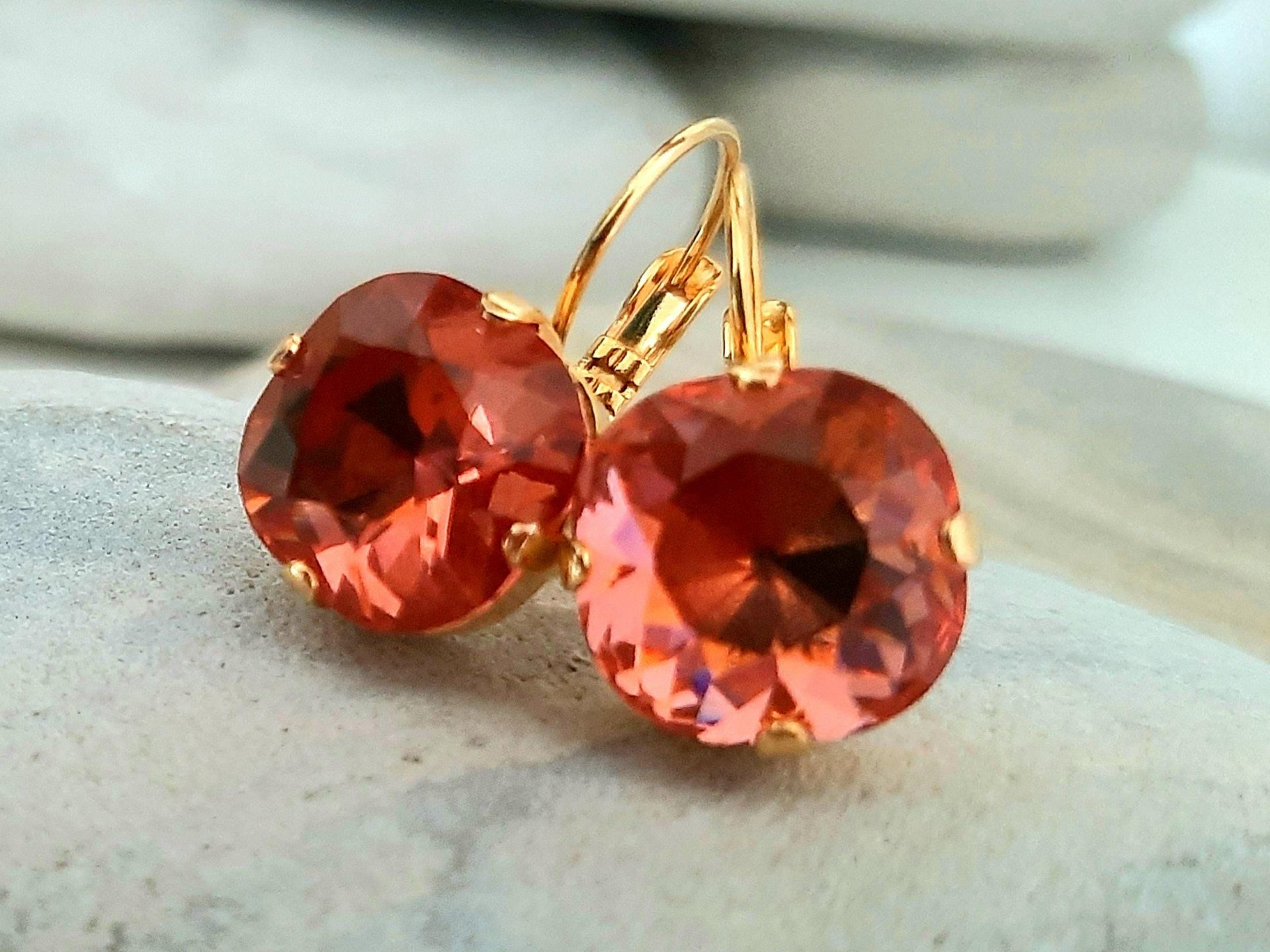 Peach Rose Cushion Earrings | Gold Jewelry for Everyday Wear