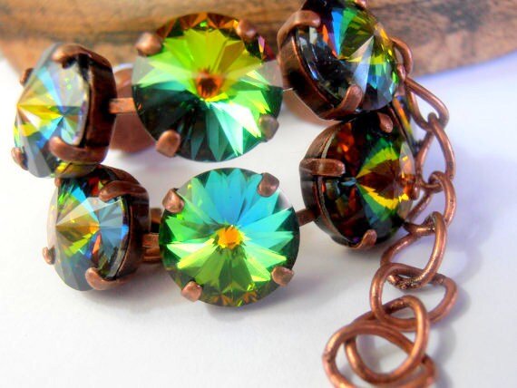 Medium Vitrail Rivoli Crystal Tennis Bracelet in Antique Copper