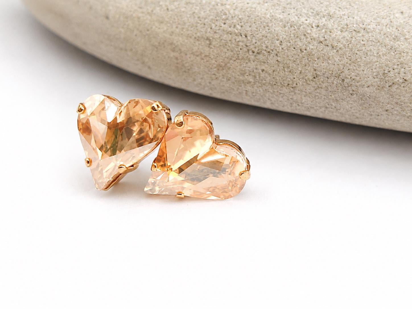 Swarovski Crystal Heart Stud Earrings in Gold Plating