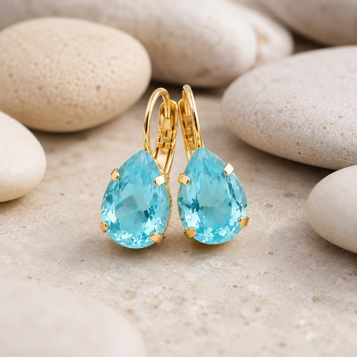 Aquamarine Swarovski Crystal Earrings