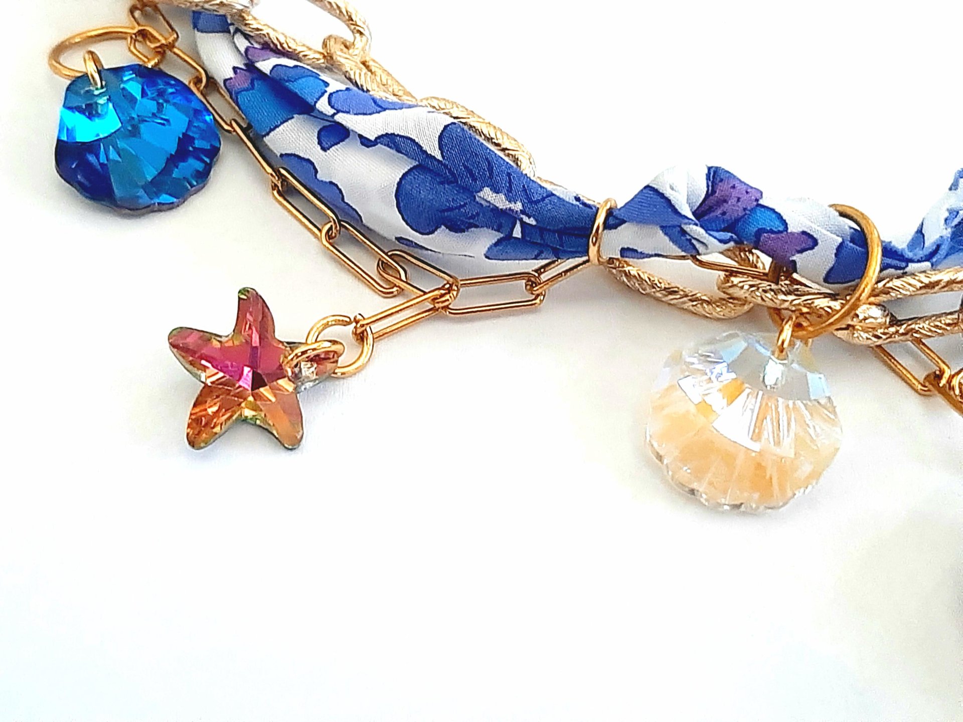 Charm Necklace with Swarovski Crystals | Colorful Festival Jewelry