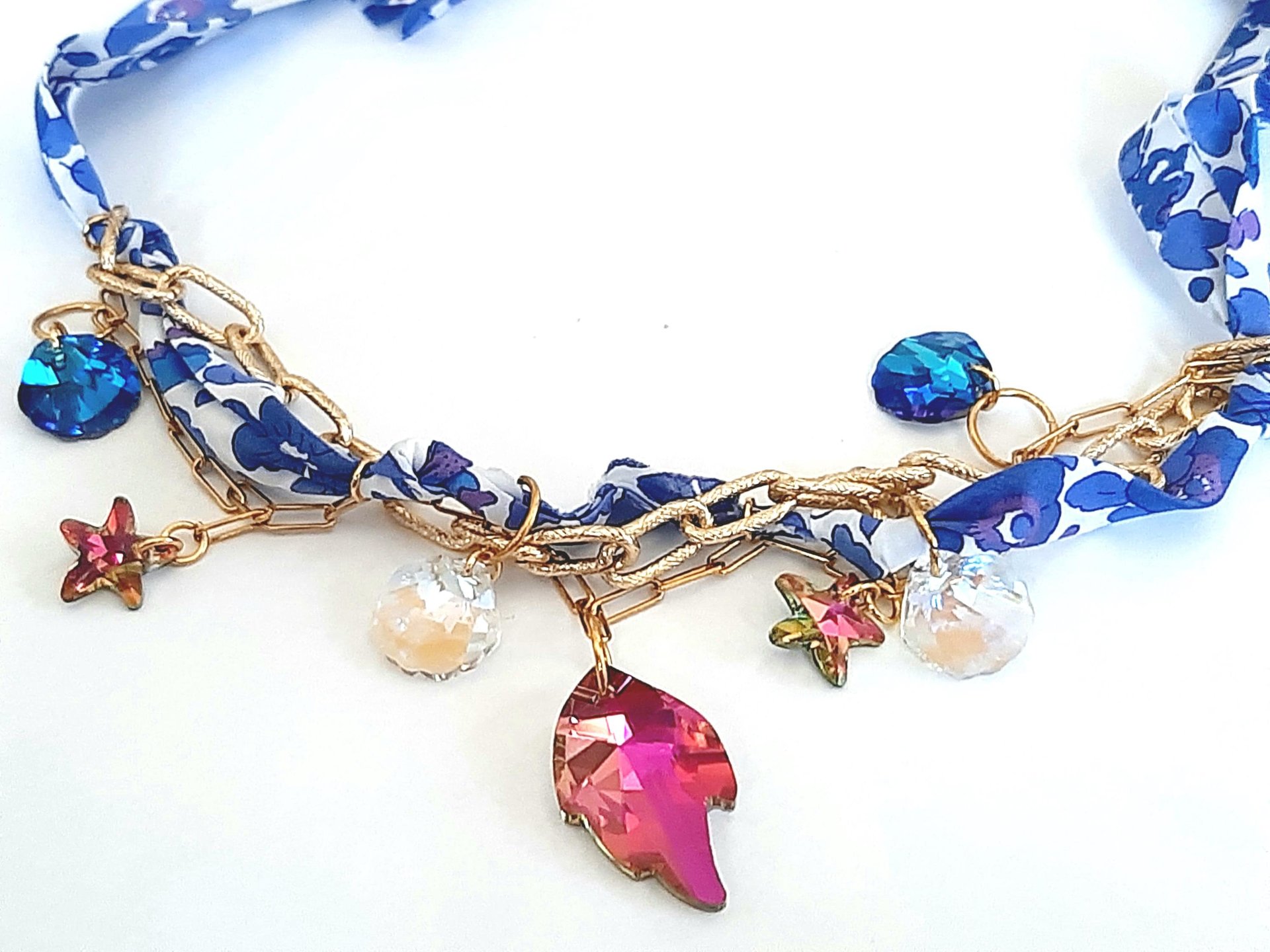 Charm Necklace with Swarovski Crystals | Colorful Festival Jewelry