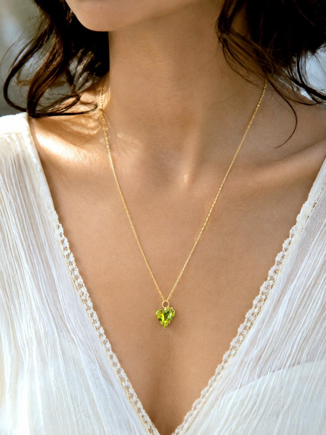 Heart Pendant Necklace | Citrus Swarovski Crystal | Stainless Steel Jewelry
