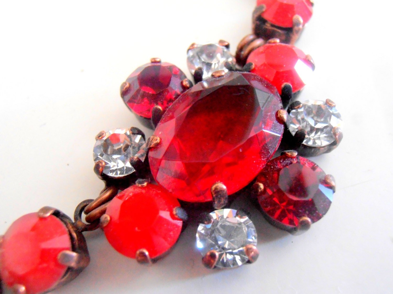 Red Multi Colors Crystal Tennis Necklace | Georgian Style Jewellery