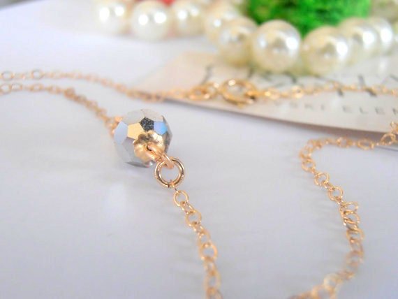 Minimalist Gold fill Beaded Chain Anklet, Foot Jewelry, Sandal Charm Bracelet, Crystal Summer Accessories