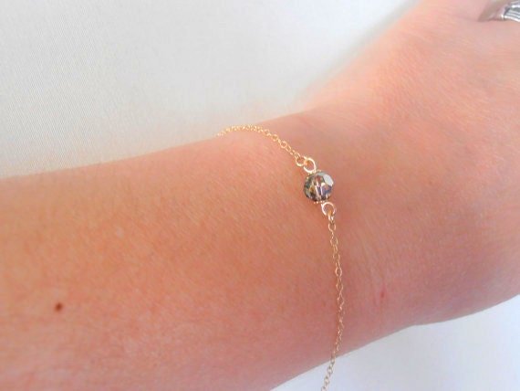 Minimalist Gold fill Beaded Chain Anklet, Foot Jewelry, Sandal Charm Bracelet, Crystal Summer Accessories