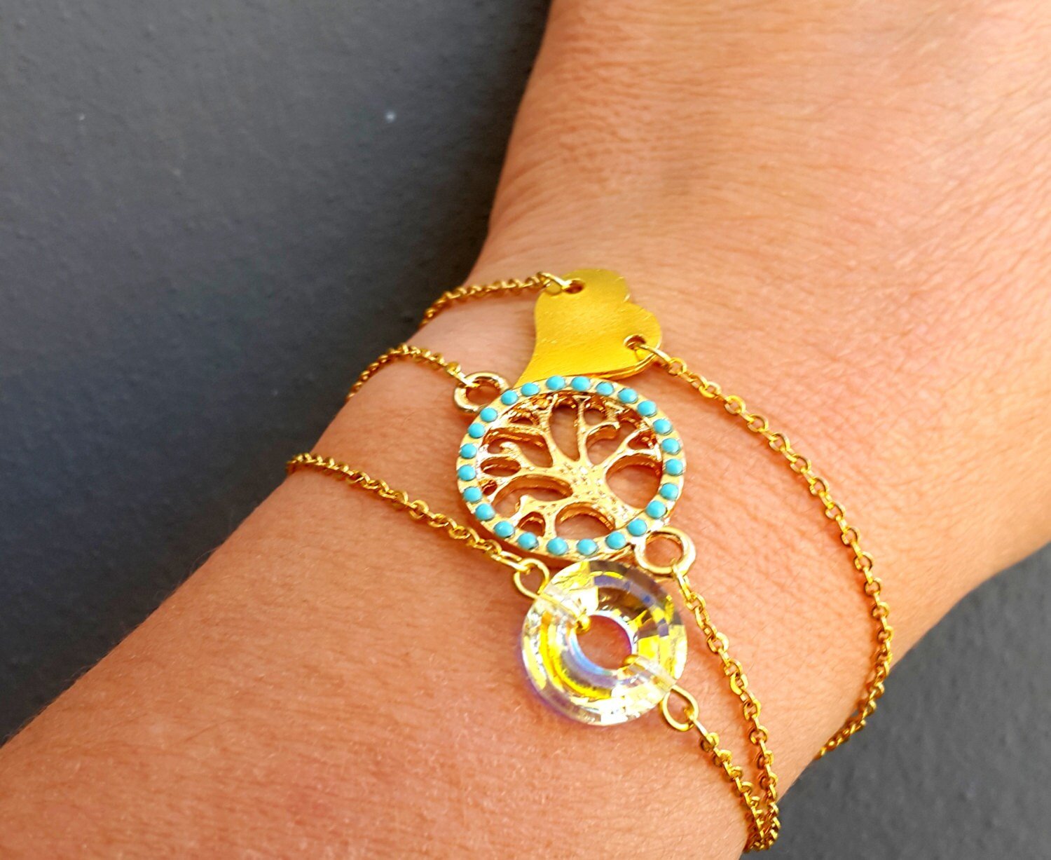 Minimalist Layered Gold Bracelet / Stacking Everyday Jewelry / Women's Gift / Dainty Chain / Birthday Gift