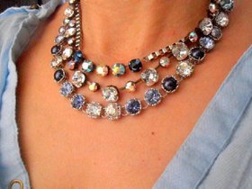 Lavender Statement Crystal Necklace, Art Deco Multi Strand Choker, Anna Wintour Collet, Lavender Jewelry, Women Gift