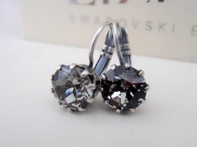 Black Diamond Crystal Earrings | Antique Silver Jewelry Birthday Gift