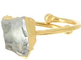 Raw Crystal Clear Gemstone Druzy Ring, Minimalist adjustable Rings, 925 Sterling Silver Gold Jewelry, Birthday Gift for Girls