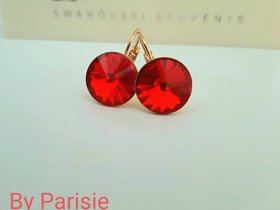 Hyacinth Rivoli Dangle Earrings Gold Lever back Earring Orange Crystal Drop Earrings 12mm Gift for Friend Everyday Jewelry
