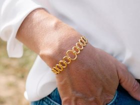 Stainless Steel Gold Geometric Cuff Bracelet