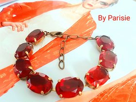 Ruby Red Tennis Bracelet in Antique Bronze