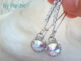Aurora Borealis Crystal Threader Earrings | Rhinestone Earring Set 