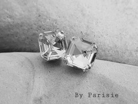 Crystal Clear Asscher Cut Stud Earrings in Silver