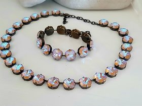 Brown Cappuccino Tennis Necklace in Antique Bronze