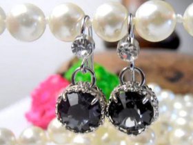 Silver Night Rhinestone Filigree Drop Earrings in Platinum Plated