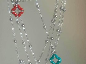 Enamel Clover Charm Necklace | Stainless Steel Chain Pendant