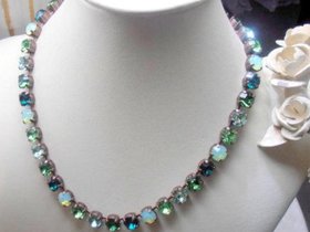 Chrysolite Opal Rhinestone Tennis Necklace | Wife Anniversary Gift