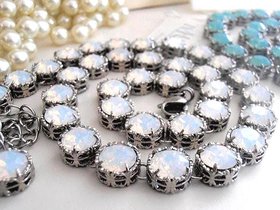 Art Deco Opalite Crystal Necklace: Vintage Bridal Choker