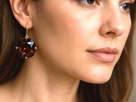 Chocolate Brown Square Earrings | Gold Jewelry for Gift