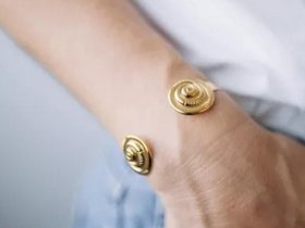 Bold Spiral Cuff Bracelet in Gold: Greek Inspired Adjustable Bangle Stainless steel
