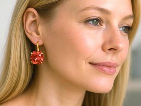 Peach Rose Cushion Earrings | Gold Jewelry for Everyday Wear