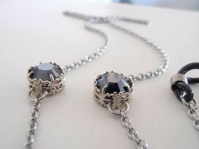 Eyeglass Chain / Reading Glasses Holder Chain / Lanyard / Eyewear Accessories / Art Deco / Hematite Round Crystal / Eyewear Accessories